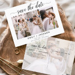 Save the Date 4 Foto Elegant Editable Modern Postkarte<br><div class="desc">Modernes und elegantes Landschaftsbild Horizontal Vier (4) Foto Save the Date Hochzeitsmagnet mit handgeschriebener Schriftzeichen. Der Save the Date einladende Magnet beinhaltet Skripttypografie und schick und schlichtes Design,  mit dem Sie Ihre individuelle Verlobung Fotografie hinzufügen können.</div>