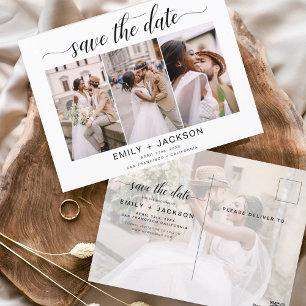 Save the Date 4 Foto Elegant Editable Modern Postkarte
