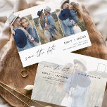 Save the Date 4 Foto Elegant Editable Modern Postkarte<br><div class="desc">Modernes und elegantes Landschaftsbild Horizontal Vier (4) Foto Save the Date Hochzeitsmagnet mit handgeschriebener Schriftzeichen. Der Save the Date einladende Magnet beinhaltet Skripttypografie und schick und schlichtes Design,  mit dem Sie Ihre individuelle Verlobung Fotografie hinzufügen können.</div>