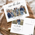 Save the Date 4 Foto Elegant Editable Modern Postkarte<br><div class="desc">Modernes und elegantes Landschaftsbild Horizontal Vier (4) Foto Save the Date Hochzeitsmagnet mit handgeschriebener Schriftzeichen. Der Save the Date einladende Magnet beinhaltet Skripttypografie und schick und schlichtes Design,  mit dem Sie Ihre individuelle Verlobung Fotografie hinzufügen können.</div>