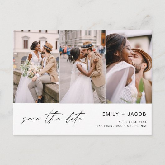 Save the Date 4 Foto Elegant Editable Modern Postkarte (Vorderseite)