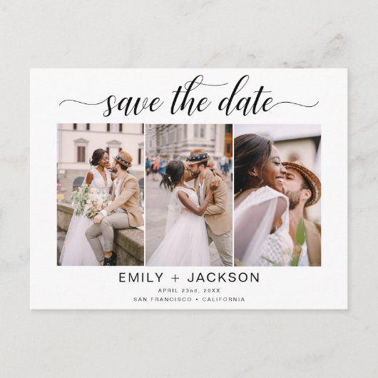 Save the Date 4 Foto Elegant Editable Modern Postkarte (Vorderseite)