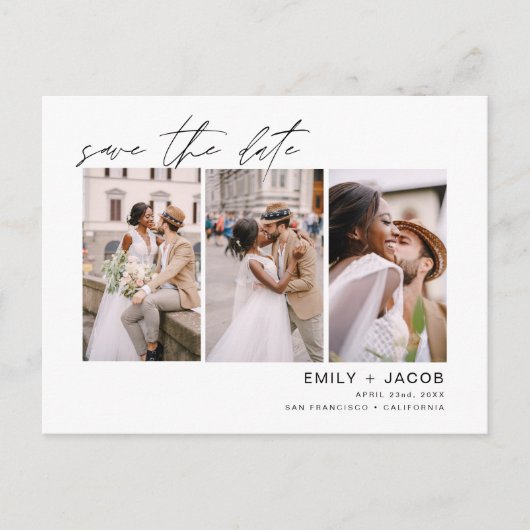 Save the Date 4 Foto Elegant Editable Postkarte (Vorderseite)
