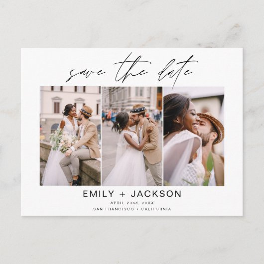 Save the Date 4 Foto Elegant Klasse Moderne Postkarte (Vorderseite)