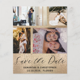 Save the Date 4 Foto Gold Einladung