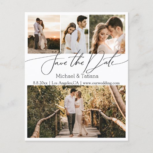 Save the Date 4 Fotos sammeln Hochzeitkarte (Vorderseite)