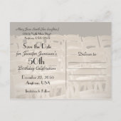 Save the Date 50. Geburtstagsparty Ankündigungspostkarte (Rückseite)