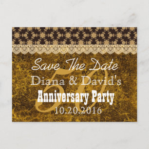 Save the Date 50 Jahre GOLD BLACK V01 Ankündigungspostkarte