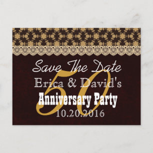 Save the Date 50 Jahre GOLD BLACK V01A Ankündigungspostkarte