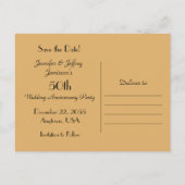 Save the Date 50-jähriges Blumengoldgewebe Ankündigungspostkarte (Rückseite)