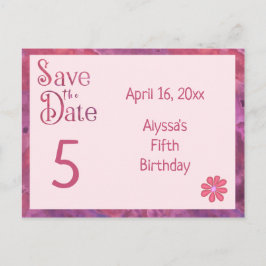 Save the Date 5. Geburtstag für ein Mädchen Ankündigungspostkarte