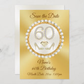 Save the Date 60. Geburtstag, Personalisierte Kart Einladung (Vorne/Hinten)