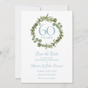 Save the Date 60. Hochzeitsjubiläum Grün-Garlande