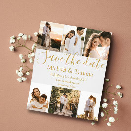 Save the Date 6 Fotos Collage Hochzeit golden Flyer