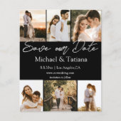 Save the Date 6 Fotos Collage Hochzeit schwarz Flyer (Vorne)