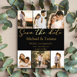 Save the Date 6 Fotos Collage Hochzeitgold Flyer