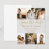 Save the Date 6 Fotos sammeln Hochzeitgold Einladung (Vorne/Hinten)