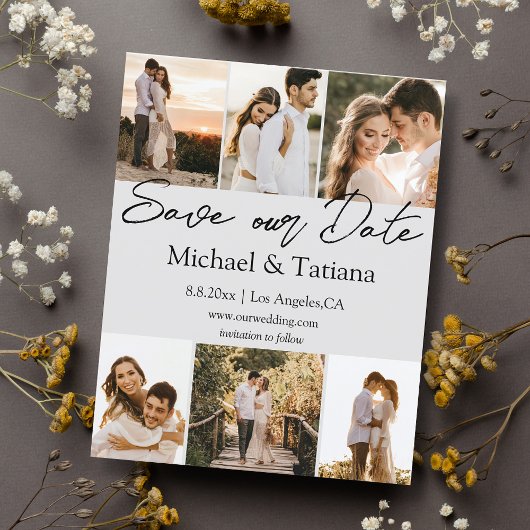Save the Date 6 Fotos sammeln Hochzeitskarte