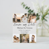 Save the Date 6 Fotos sammeln Hochzeitskarte (Stehend Vorderseite)