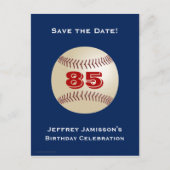 Save the Date 85. Geburtstag Baseball Postkarte (Vorderseite)