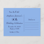 Save the Date 90. Geburtstagsparty, Blue Abstrakt Ankündigungspostkarte (Rückseite)