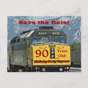 Save the Date 90. Geburtstagsparty Motor Postkarte