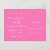 Save the Date 90. Geburtstagsparty, rosa Abstrakt Ankündigungspostkarte (Rückseite)