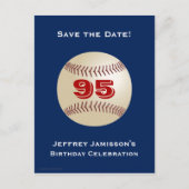 Save the Date 95. Geburtstag Baseball Postkarte (Vorderseite)