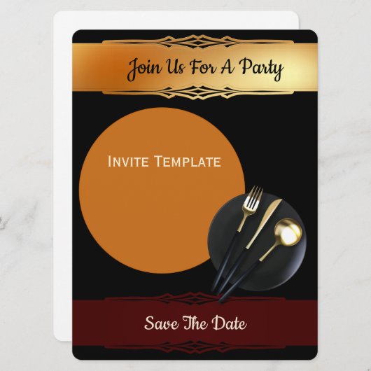 Save the Date - Abendessen Party Einladung (Vorne/Hinten)