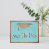 Save the Date Abschluss - Chic Rose Gold Imitats Postkarte (Stehend Vorderseite)