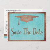 Save the Date Abschluss - Chic Rose Gold Imitats Postkarte (Vorne/Hinten)