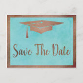 Save the Date Abschluss - Chic Rose Gold Imitats Postkarte (Vorderseite)