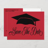 Save the Date Abschluss - Einfach Rot Schwarz Ankündigungspostkarte (Vorne/Hinten)