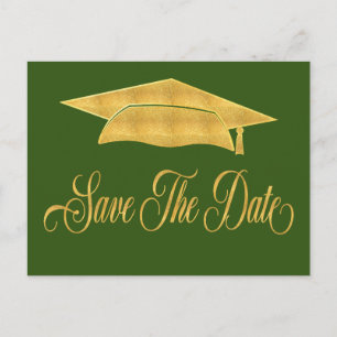 Save the Date Abschluss Imitate Gold Grad Ankündigungspostkarte