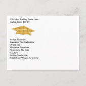 Save the Date Abschluss - Imitate Gold Grad Cap Ankündigungspostkarte (Rückseite)