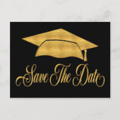 Save the Date Abschluss - Imitate Gold Grad Cap Ankündigungspostkarte (Vorderseite)
