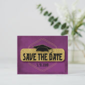 Save the Date Abschluss Modernes Lila Gold Postkarte (Stehend Vorderseite)