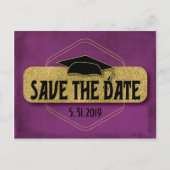 Save the Date Abschluss Modernes Lila Gold Postkarte (Vorderseite)
