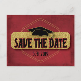 Save the Date Abschluss Modernes Rotgold Postkarte