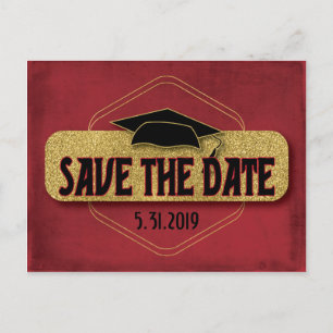 Save the Date Abschluss Modernes Rotgold Postkarte
