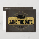 Save the Date Abschluss Modernes Schwarzes Grau Go Postkarte (Vorne/Hinten)