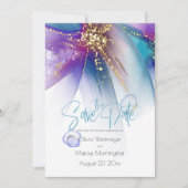 Save The Date | ABSTRAKT AQUAMARIN LILA ABSTRAKT Einladung (Vorderseite)