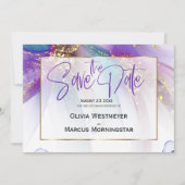 Save The Date | ABSTRAKT AQUAMARIN LILA ABSTRAKT Einladung (Vorderseite)