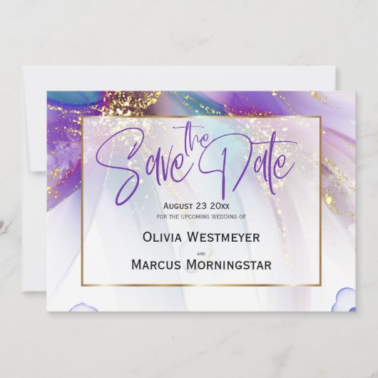 Save The Date | ABSTRAKT AQUAMARIN LILA ABSTRAKT Einladung (Vorderseite)