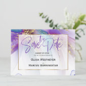 Save The Date | ABSTRAKT AQUAMARIN LILA ABSTRAKT Einladung (Stehend Vorderseite)