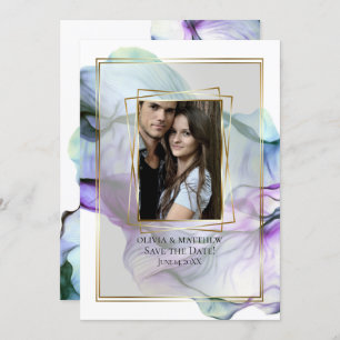 Save The Date   Abstrakte Aquamarine Indizes Wirbe Einladung