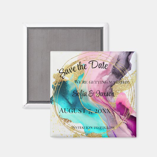 Save the Date Abstrakter Marmor Magnet (Vorderseite/Rückseite)