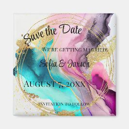 Save the Date Abstrakter Marmor Magnet