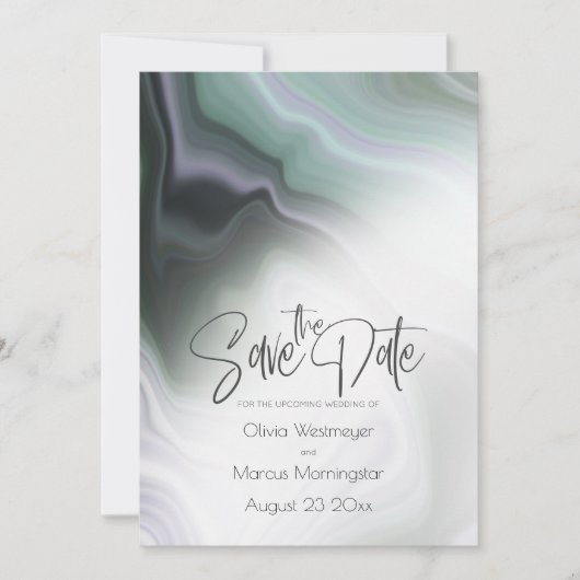 Save The Date | Abstraktes Dusty Sage Pale Violet Einladung (Vorderseite)