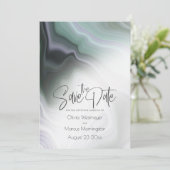 Save The Date | Abstraktes Dusty Sage Pale Violet Einladung (Stehend Vorderseite)